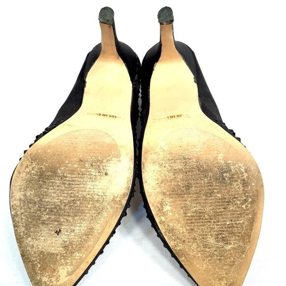 BLACK BEADED ROBBIE 4” HEELS by CHARMING CHARLIE SIZE 6 - Picture 6 of 6